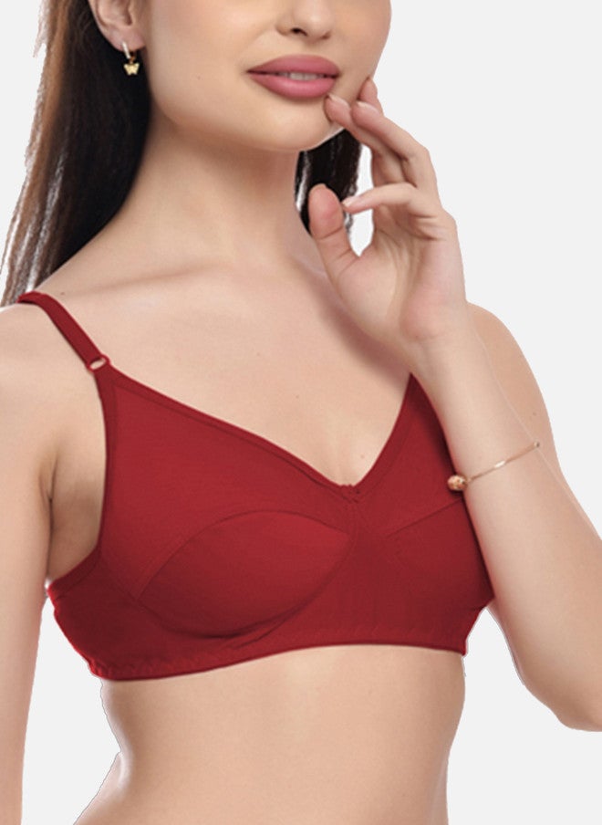 FIMS Maroon Non-Padded Full Coverage Everyday Bra - Image 5