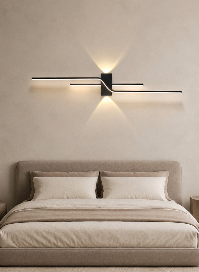 لوبيتيز مصابيح جدارية LED (طول 100 سم، طقم مكون من قطعتين)، قابلة لتعديل درجة حرارة اللون ثلاثية 3000 كلفن – 6000 كلفن، مصابيح جدارية خطية عصرية باللون الأسود، أجهزة منزلية بديكور نمط نورديك، مناسبة لغرف المعيشة، جدار التلفزيون، غرف النوم، الممرات، ومصابيح الجانب من السرير - Image 2