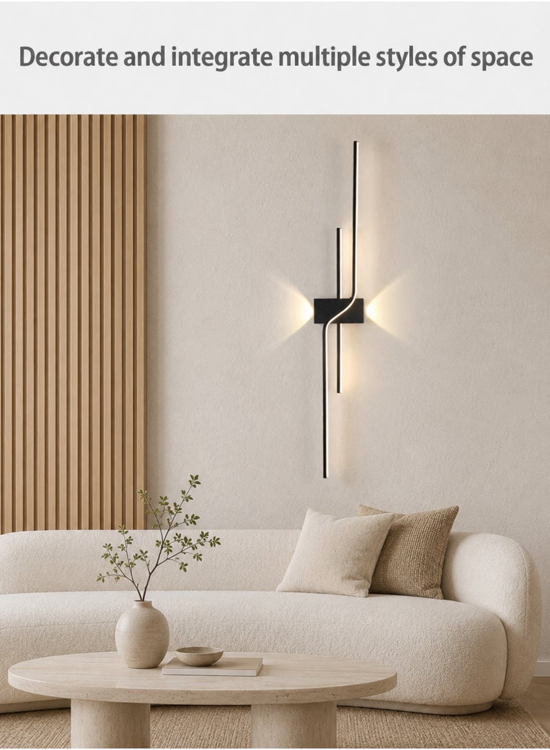 لوبيتيز مصابيح جدارية LED (طول 100 سم، طقم مكون من قطعتين)، قابلة لتعديل درجة حرارة اللون ثلاثية 3000 كلفن – 6000 كلفن، مصابيح جدارية خطية عصرية باللون الأسود، أجهزة منزلية بديكور نمط نورديك، مناسبة لغرف المعيشة، جدار التلفزيون، غرف النوم، الممرات، ومصابيح الجانب من السرير - Image 5