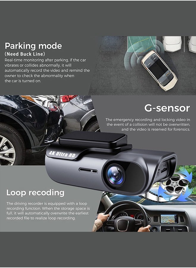 Digisand - 4K Dash Cam WIFI UHD 3840*2160P Car DVR Camera Video Drive Recorder Dashcam Registrar Black Box 24 Hour Monitoring Night Vision - Image 1