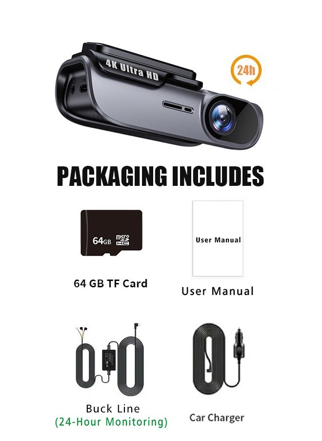 Digisand - 4K Dash Cam WIFI UHD 3840*2160P Car DVR Camera Video Drive Recorder Dashcam Registrar Black Box 24 Hour Monitoring Night Vision - Image 1