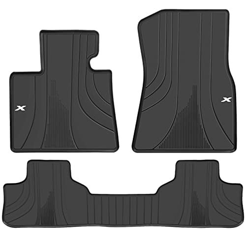 Matericuo Car Floor Mats Custom Fit for BMW X6 (G06) 2020-2025 Black White Rubber Auto Liner Mats All Weather Protection Heavy Duty Odorless - Image 1
