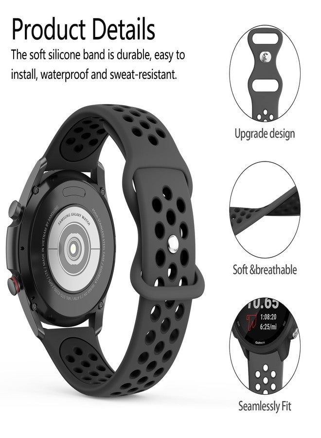 Vanjua Breathable Band for Amazfit Bip 5 Bands, Amazfit GTR 4 / 3 Pro / 3 / 2e / 2 / 47mm Smart Watch, 22mm Quick Release Soft Silicone Replacement Wristband Sport Strap Compatible with Amazfit Bip 5 Band / GTR 4 / 3 Men Women (Coal/Black) - Image 2