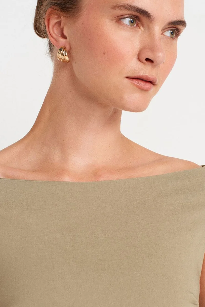 Dilvin Khaki Green DILVIN Bodycon Mini Bardot Dress for Women | Best Price UAE