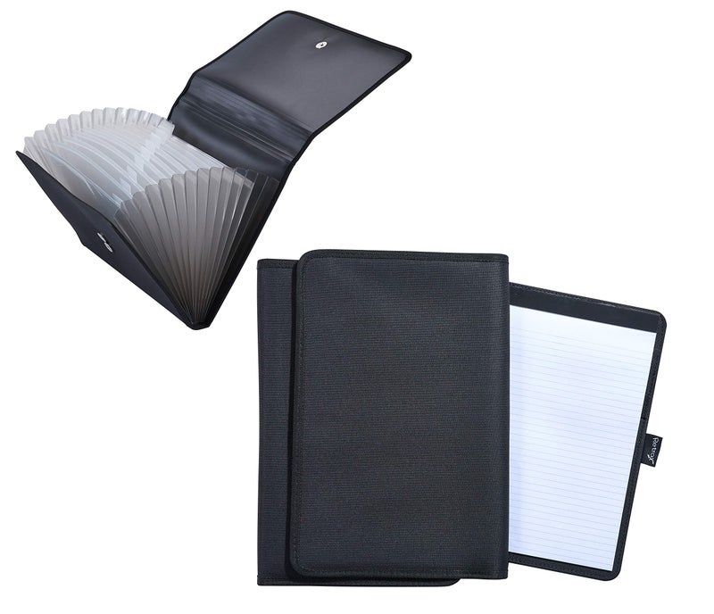 It's Academic Accordion File Organizer, Black Fabric, Notepad Included, 500 Sheet Capacity, 11 x 14 (98778-6D) - Image 1