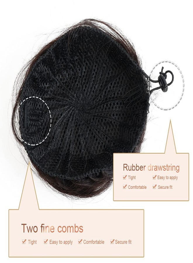 اتش اس بي جيه اتش تي ام HSPJHTM قطعتان من وصلات شعر الكعكة، إكسسوارات شعر للشعر المستعار، قطع شعر مرفوعة، ربطات شعر مجعدة ومموجة، وصلات شعر كعكة ذيل حصان فوضوية للنساء والفتيات - مزيج من البني الداكن والنبيذي - Image 4