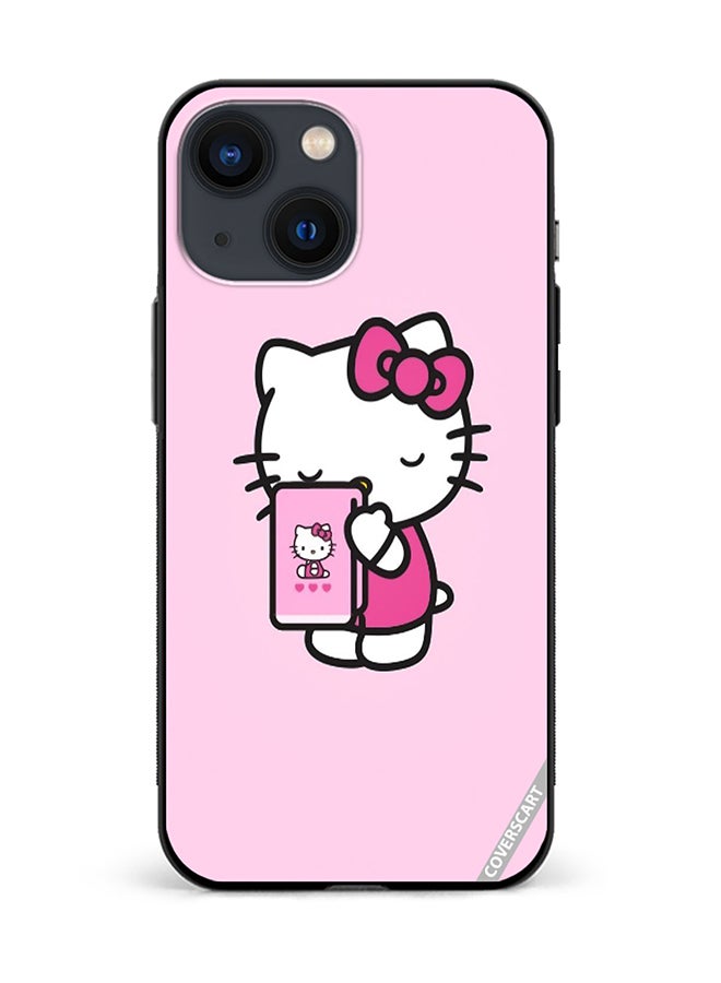 COVERSCART Protective Case Cover For Apple iPhone 13 Mini Kitty Design Pink