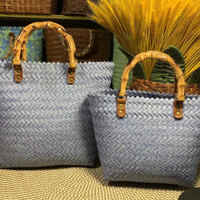 2024 Spring New New Chinese Style Women'S Handbag Woven Bag Women'S Bag Large Capacity Tote Bag Straw Woven Bag - Image 4