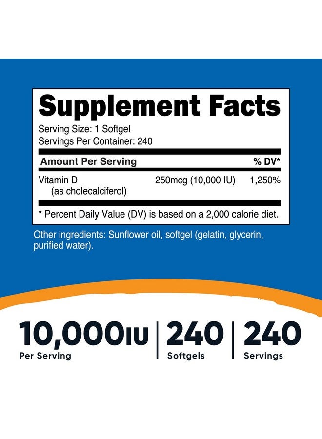 Nutricost Vitamin D3 10000 Iu 240 Softgel Capsules Potent Nongmo Gluten Free Vitamin D - Image 3