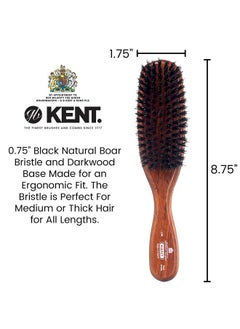 KENT Ent Lr6 Finest Dark Wood Styling Hair Brushes For Women Natural Black Boar Bristle Hairbrush For Medium To Thick Hair Of All Lengths Dry Brush For Styling Straightening And Stimulating Oils  - Image 3