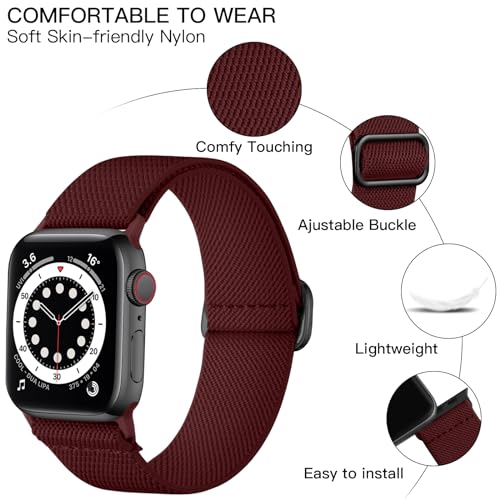 Lerobo Compatible with Apple Watch Band Series 10 9 45mm 46mm SE Ultra 3 2 1 44mm 49mm for Men Women Stretchy Nylon Solo Loop Elastic Sport Strap for iWatch Bands Series 11 7 6 5 4 3 2 1 SE2 SE3 42mm - Image 2