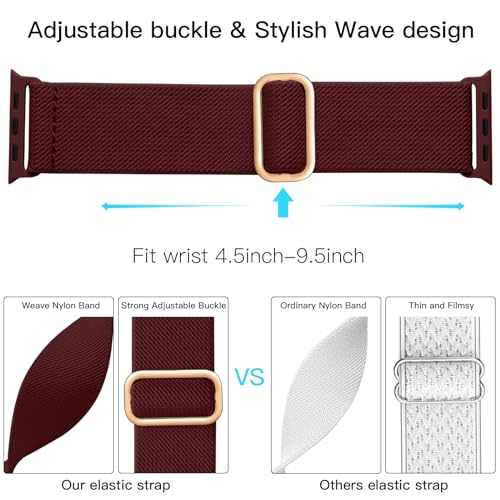 Lerobo Compatible with Apple Watch Band Series 10 9 45mm 46mm SE Ultra 3 2 1 44mm 49mm for Men Women Stretchy Nylon Solo Loop Elastic Sport Strap for iWatch Bands Series 11 7 6 5 4 3 2 1 SE2 SE3 42mm - Image 3