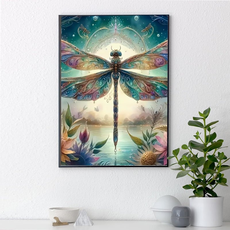 AIBOERL Dragonfly Diamond Art Kits for Adults,Dragonfly 5D Diamond Painting Kits for Adults Beginners,DIY Full Round Drill Diamond Dot Painting Gem Art Kits for Adult,Home Wall Decor 12x16Inch - Image 3