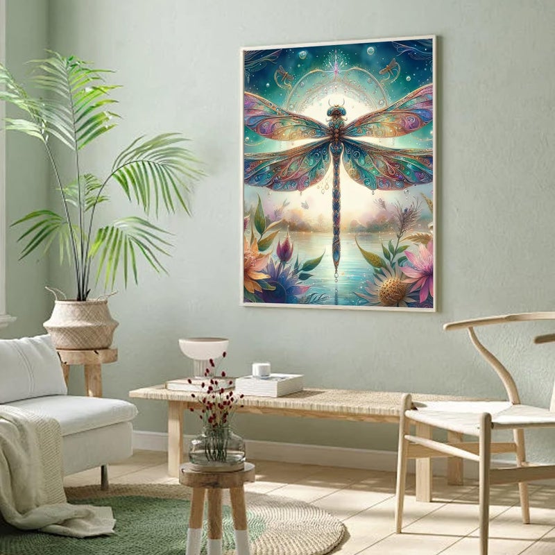 AIBOERL Dragonfly Diamond Art Kits for Adults,Dragonfly 5D Diamond Painting Kits for Adults Beginners,DIY Full Round Drill Diamond Dot Painting Gem Art Kits for Adult,Home Wall Decor 12x16Inch - Image 5