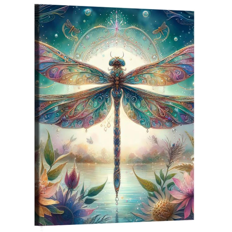 AIBOERL Dragonfly Diamond Art Kits for Adults,Dragonfly 5D Diamond Painting Kits for Adults Beginners,DIY Full Round Drill Diamond Dot Painting Gem Art Kits for Adult,Home Wall Decor 12x16Inch - Image 1