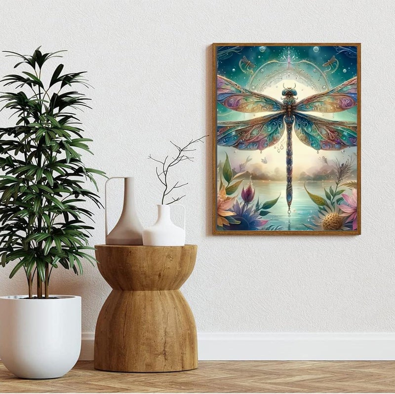 AIBOERL Dragonfly Diamond Art Kits for Adults,Dragonfly 5D Diamond Painting Kits for Adults Beginners,DIY Full Round Drill Diamond Dot Painting Gem Art Kits for Adult,Home Wall Decor 12x16Inch - Image 2