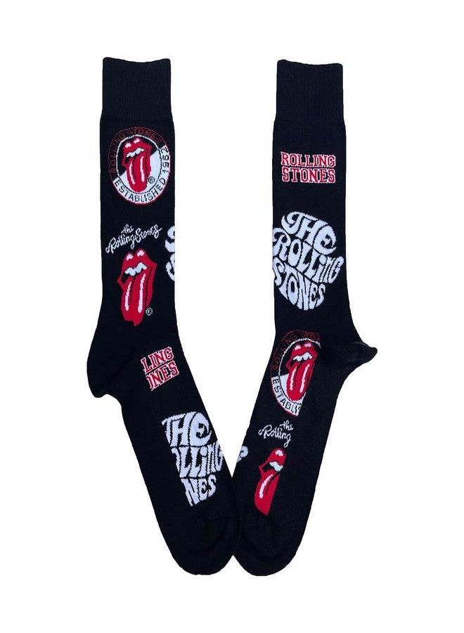 Unisex-adult Rolling Stones Logos (US Men's Shoe Size 8 - 12) Socks One Size Black
