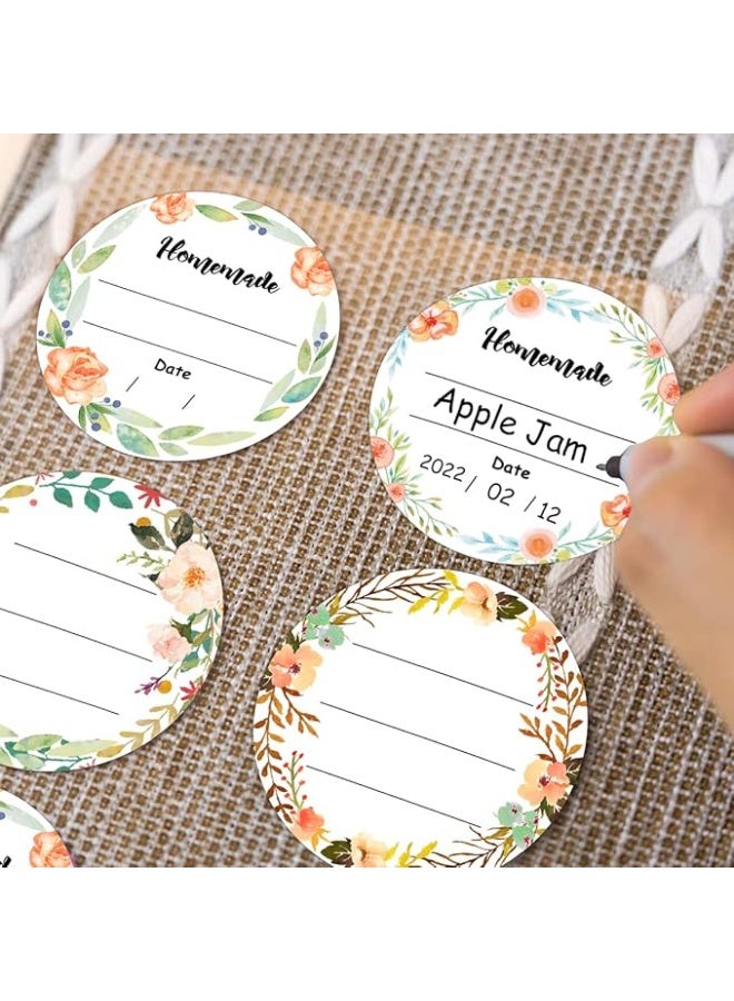 2 Inch Watercolor Floral Canning Stickers 500 Pcs Write on Date Contents Homemade Canning Jar Lids Labels with Lines for Handmade Mason Jars Spice Food Container Bottle Kitchen Organizing & Storage - Image 3