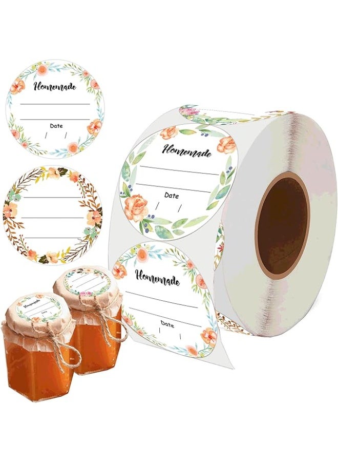 2 Inch Watercolor Floral Canning Stickers 500 Pcs Write on Date Contents Homemade Canning Jar Lids Labels with Lines for Handmade Mason Jars Spice Food Container Bottle Kitchen Organizing & Storage - Image 1
