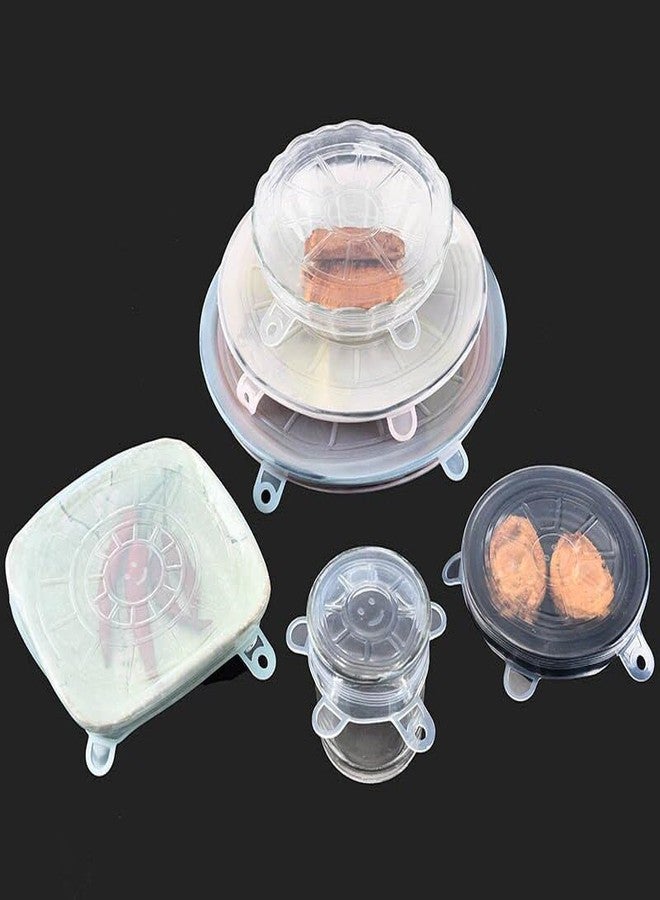 GLUN® Silicone Multisize Lids Microwave Safe, Leak Proof Silicone Lids, 6 Different Size 12 Piece, Fit Various Sizes Reusable Covers for Storage Rectangle, Round, Bowls, Dishes, Plates, Cans, Jars - Image 4