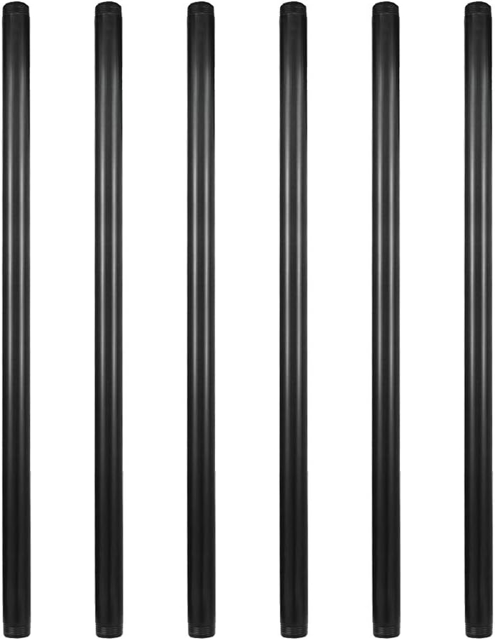 GeilSpace 6 Pack 3/4" × 30" Pre-Cut Black Metal Pipe, Industrial Steel Fits Standard Three Quarters Inch Black Threaded Pipes and Fittings - Vintage DIY Industrial Shelving (3/4" × 30") - Image 1
