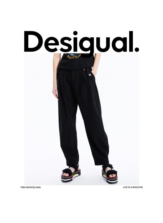 DESIGUAL سروال نسائي غير رسمي بتصميم مقلم بالألوان - Image 3