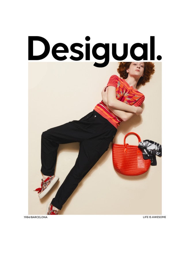 DESIGUAL سروال نسائي غير رسمي بتصميم مقلم بالألوان - Image 2