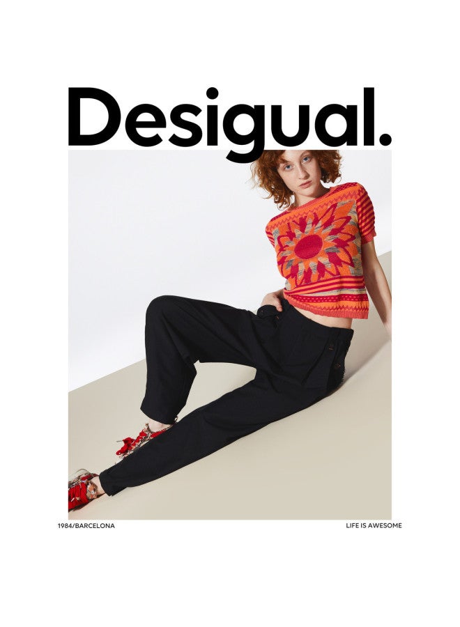 DESIGUAL سروال نسائي غير رسمي بتصميم مقلم بالألوان - Image 5