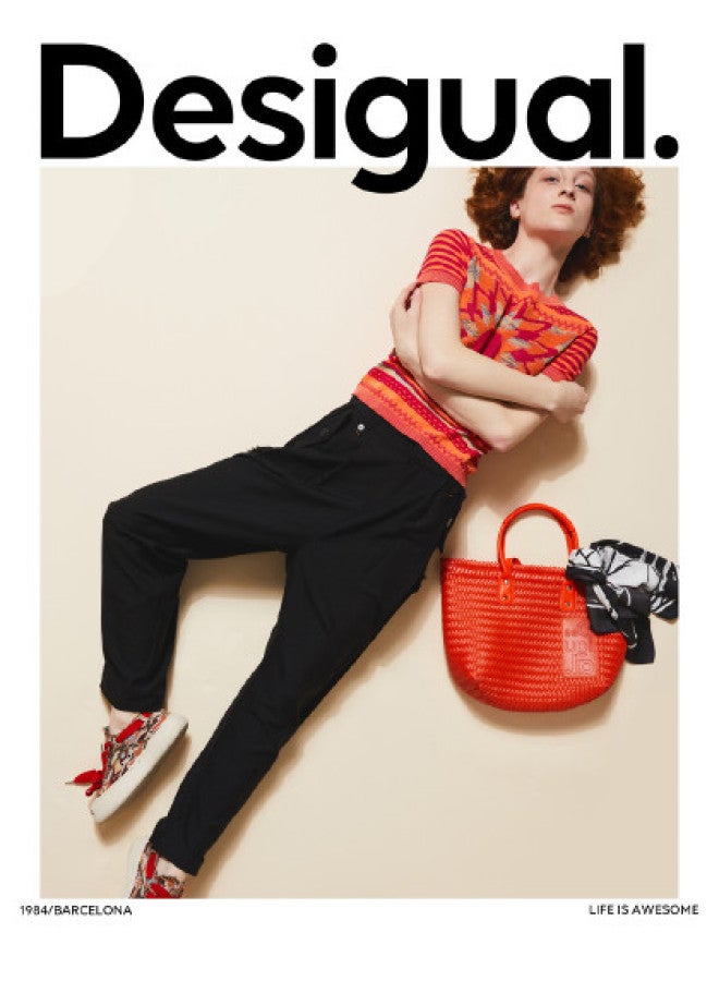 DESIGUAL سروال نسائي غير رسمي بتصميم مقلم بالألوان - Image 1