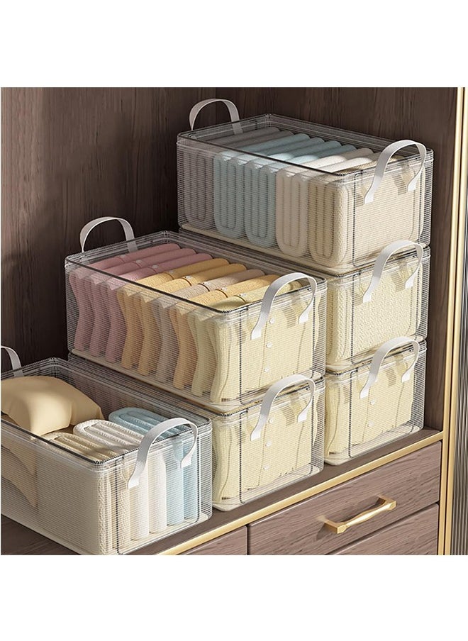 JCB CHIC 4PCS Clothes Storage Box, Stackable Wardrobe Clothes Organizer, Foldable Closet Storage Basket, Drawer Storage Organizer  - Image 3