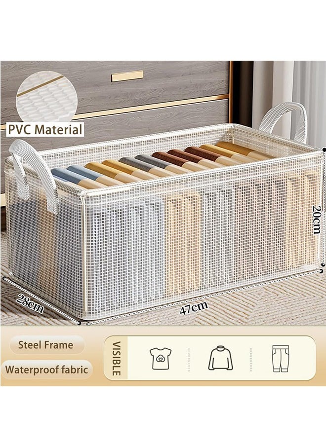 JCB CHIC 4PCS Clothes Storage Box, Stackable Wardrobe Clothes Organizer, Foldable Closet Storage Basket, Drawer Storage Organizer  - Image 4