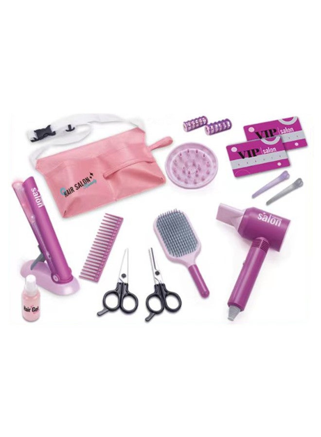 2023 Toy Simulation Children Hair Dryer Blowing Hair Cut Hair Girl Combing Hair Fun Toys-Specifications:17-piece Hair Dryer Hair Stick - Image 1