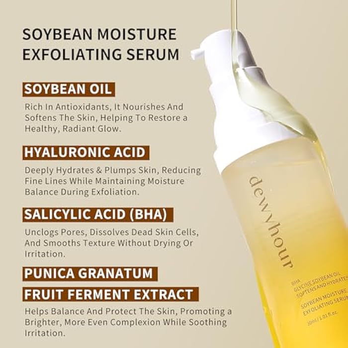dewyhour Soybean Moisture Exfoliating Serum - Gentle Daily Soft-Exfoliating Face Peel for Dead Skin Cells Remover - For All Skin Types, Korean Skin Care 30ml / 1.01 fl.oz - Image 2