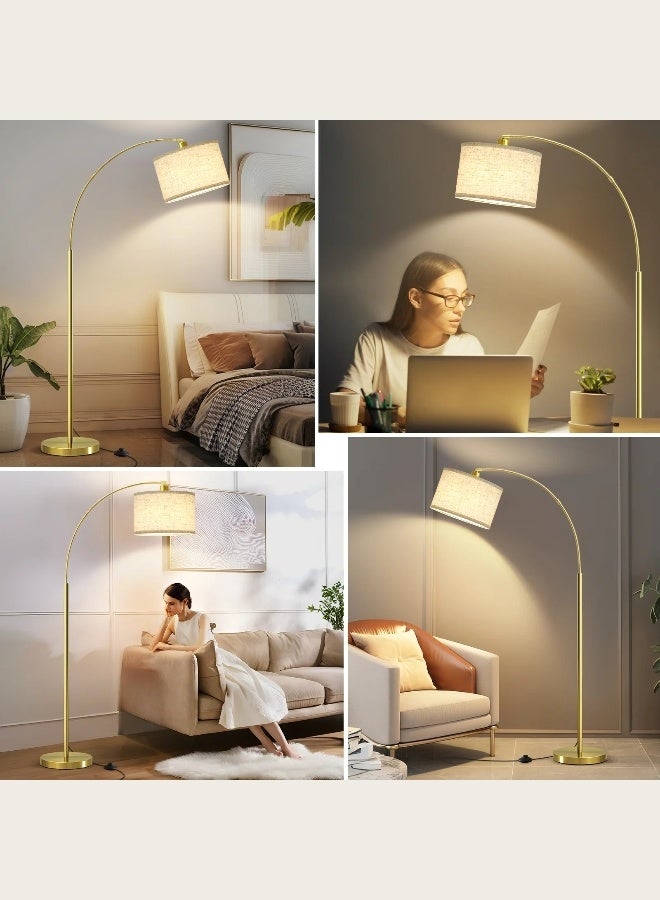 SHEIDLIN Gold Arc Floor Lamp with Remote Control, 3 Color Temperatures Dimmable, Linen Shade for Living Room Bedroom - Image 5