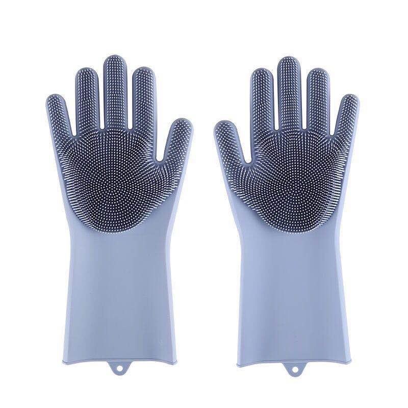Silicone Dishwashing Gloves Household Kitchen Cleaning Premium gray 