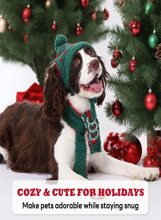 بوماي بوريتي طقم قبعة ووشاح للكلاب من بوميبوريتي، قطعتان، زيّان دافئان للكلاب في عيد الميلاد، قبعة ووشاح دافئان لتزيين حفلات رأس السنة، مدفأة للرقبة والأذنين مناسبة للكلاب الصغيرة والمتوسطة والكبيرة، أخضر، مقاس كبير جدًا (XL) - Image 5