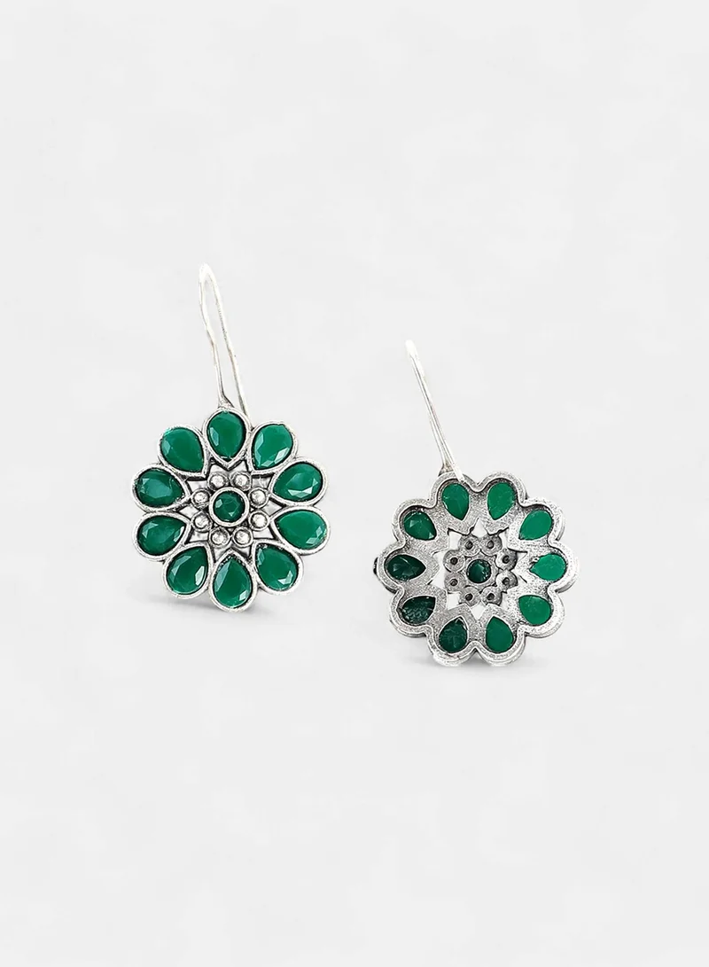 SOHI Green Floral Artificial Stud Earring Jewellery