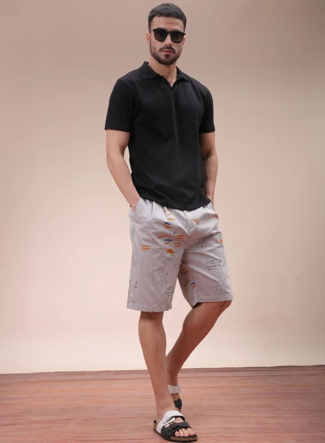 شركة المرآب الهندية Men Relaxed Fit Stretchable Graphic Printed Mid-Rise Resort Wear Shorts