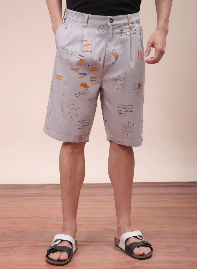شركة المرآب الهندية Men Relaxed Fit Stretchable Graphic Printed Mid-Rise Resort Wear Shorts