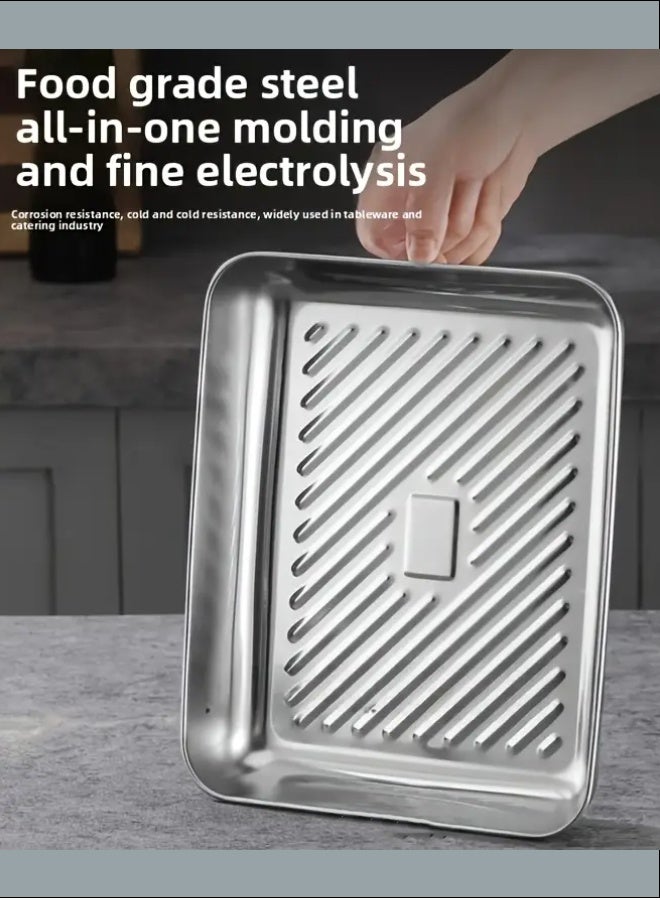 هاهاهاي مجموعة صواني خبز من 2 قطع مع أغطية، مجموعة صواني فرن من الفولاذ المقاوم للصدأ، صينية خبز مستطيلة عميقة للكعك، نمط موجي غير لاصق، أواني خبز مستطيلة آمنة للاستخدام في الفرن، حاويات تخزين طعام لللازانيا والكعك والبيتزا، تحضير الحفلات والوجبات، آمنة للغسل في غسالة الأطباق (25x20x5 سم) - Image 4