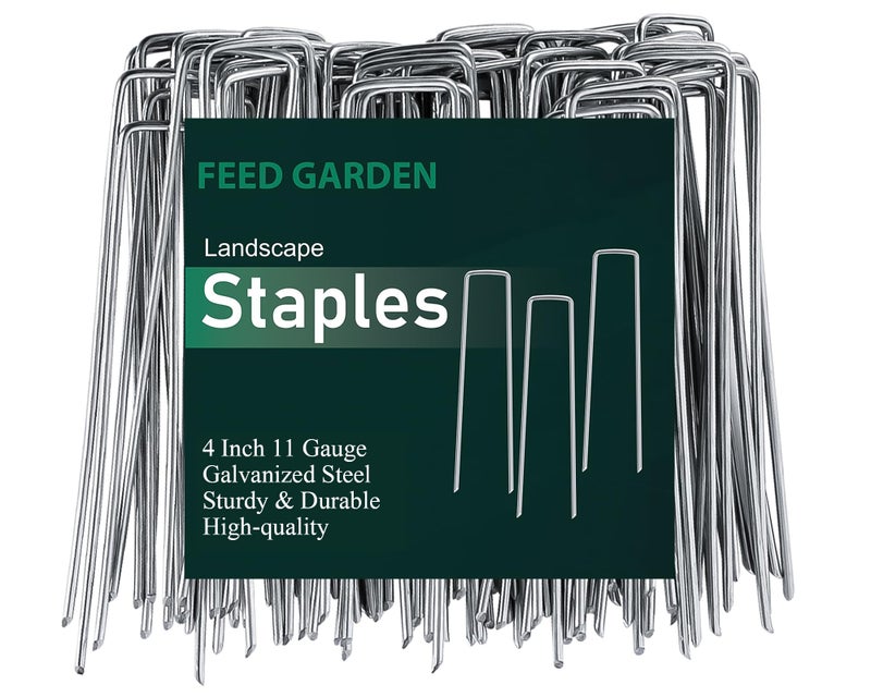 FEED GARDEN 4 Inch 50 Pack Galvanized Landscape Staples 11 Gauge Anti-Rust Garden Stakes Landscaping Fabric SOD Pins Yard Stakes for Weed Barrier Fabric - Image 1