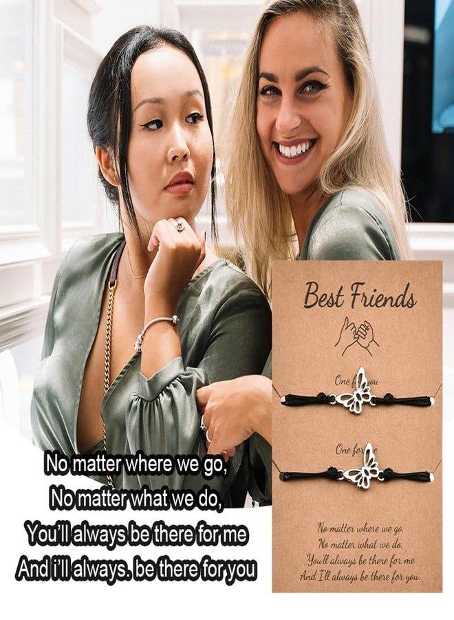 YangQian Friendship Gifts for Women Friends Birthday Christmas Gifts for Friends Female Matching Bestie Bracelets for 2 Ladies Butterfly Friendship Bracelet Farewell Gifts for Friends Gift Ideas - Image 2