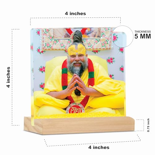 Giftplease Divine Desktop Photo Frame of Shri Premanand Maharaj Ji | Spiritual Table Stand with Wooden Base | Inspirational Religious Gift & Decor for Home, Office, GMP_05 - Image 4