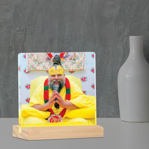 Giftplease Divine Desktop Photo Frame of Shri Premanand Maharaj Ji | Spiritual Table Stand with Wooden Base | Inspirational Religious Gift & Decor for Home, Office, GMP_05 - Image 5