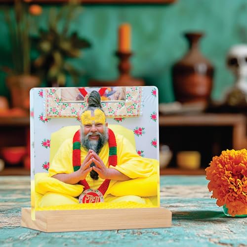 Giftplease Divine Desktop Photo Frame of Shri Premanand Maharaj Ji | Spiritual Table Stand with Wooden Base | Inspirational Religious Gift & Decor for Home, Office, GMP_05 - Image 2