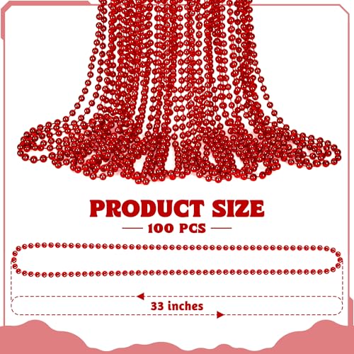 Huskein 100 PCS Christmas Beads Bulk 33 Valentines Day Beads Necklaces Mardi Gras Beads Necklaces Bulk Red Round Beads For Parade Throw Carnival Accessories Party Supplies Favors - Image 5