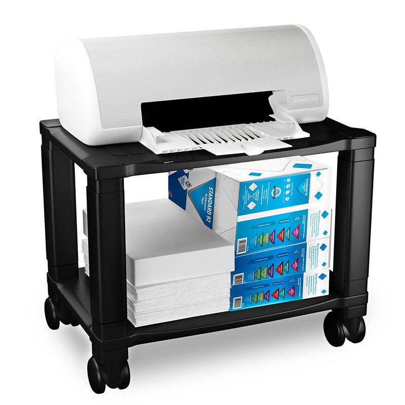 HomeComplete Printer Stand2Tier Under Desk Table for Fax Scanner Printer Office SuppliesCompact and Mobile with Wheels for Portable Storage
