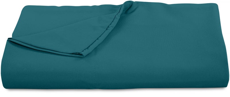 Royale Linens 300 Thread Count 100% Long Staple Combed Cotton Flat Sheet - Super Soft - Top Sheet - Twin Flat Sheet Sold Separately - Breathable  Cool & Crisp Percale Flat Sheet Only (Twin  Teal) - Image 1