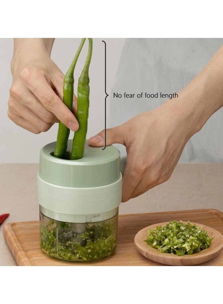 4 in 1 Handheld Electric Vegetable Cutter Set, Vegetable Cutter Mini Wireless Electric Garlic Mud Masher for Garlic Pepper Chili Onion Celery Ginger Meat with Brush  - Image 4
