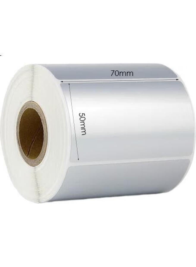Befon Matte Silver Pet Label Paper 70Mm*50Mm*1000 Sheets Single Row Anti-Silver Adhesive Barcode Printing Paper Waterproof Pet Stickers Three-Proof Fixed Asset Equipment Labels - Image 2